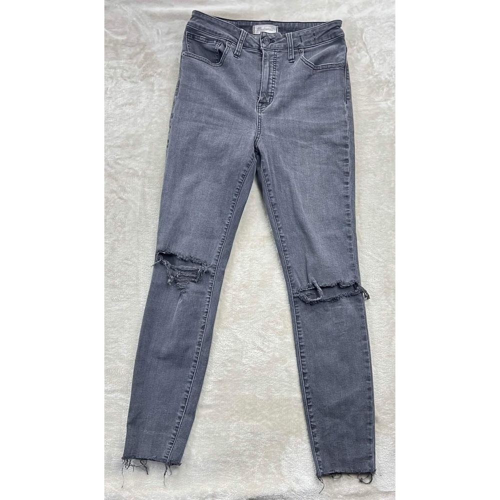 GUC Madewell Women's Curvy High-Rise Skinny Jeans Gray Distressed H6389 Size 28